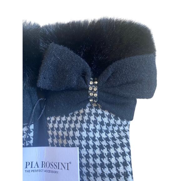 NWT Women’s Pia Rossini Houndstooth and Bow Wool Gloves s/m - Picture 5 of 7